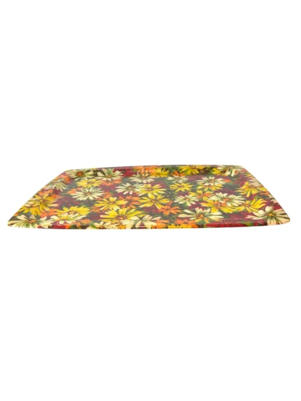Vintage Daisy Floral Fiberglass Serving Trays Set Of 2 16